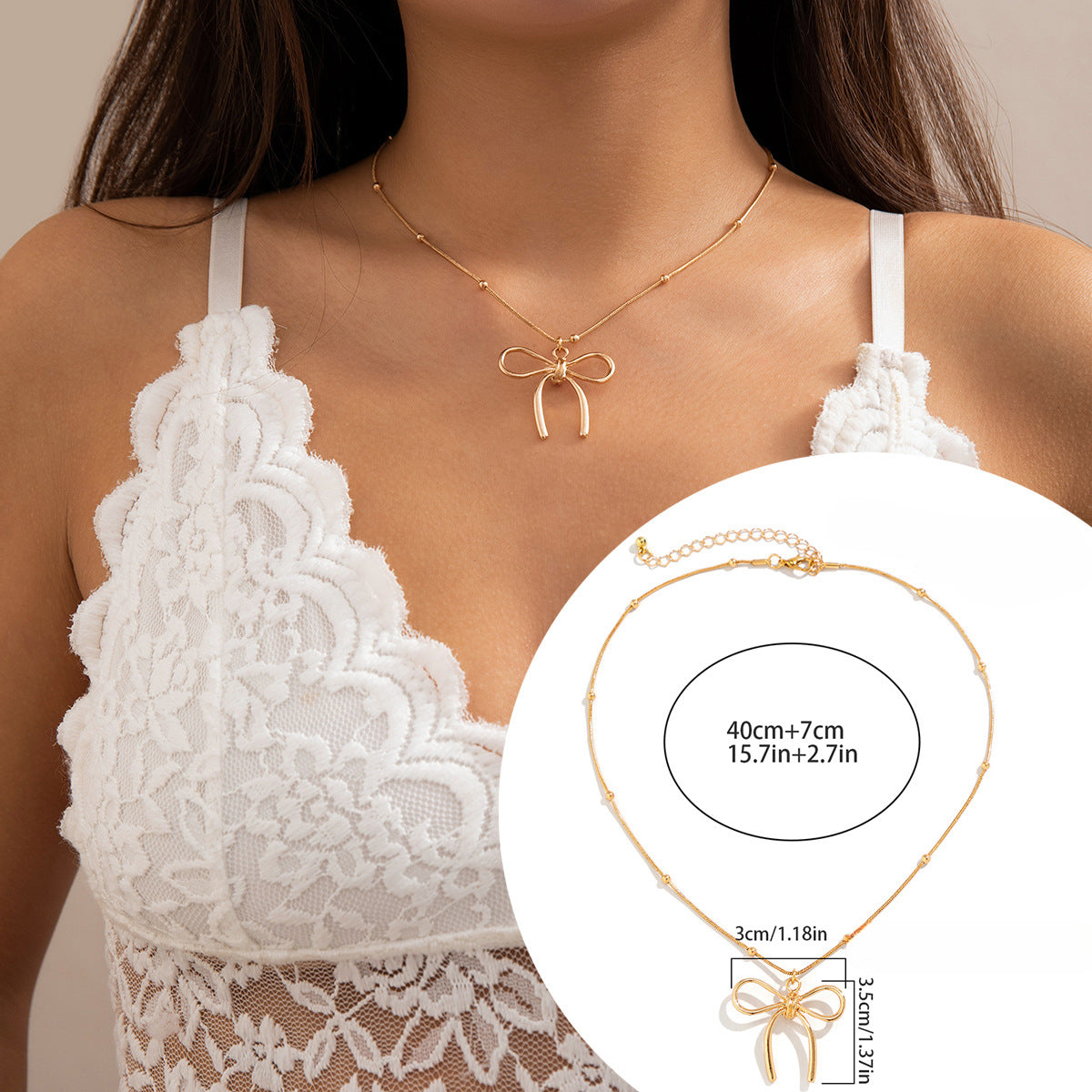 Wholesale Bow Beaded Alloy Necklaces